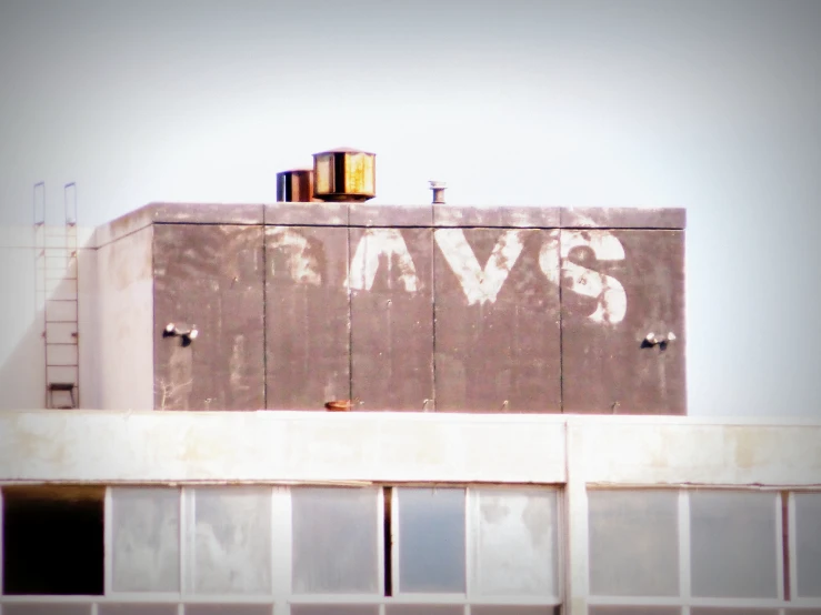 a very big building with some writing on it