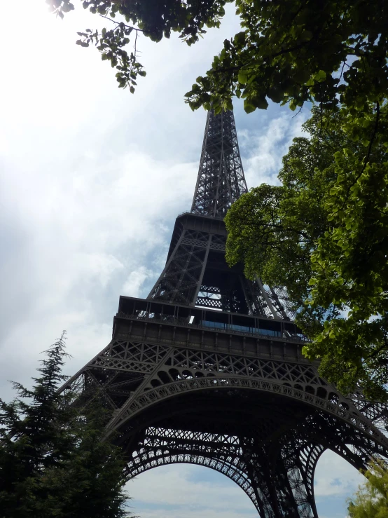 a tall metal tower sitting in the middle of a forest