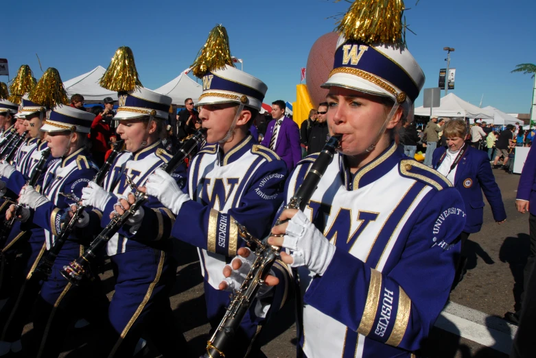 a marching band performing at a event