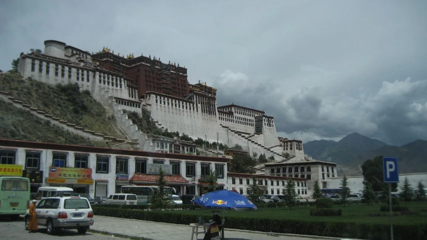 a very large building with some stairs going up to it