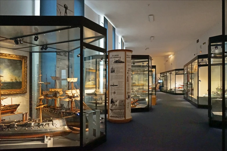 the museum includes many types of items displayed in glass cases