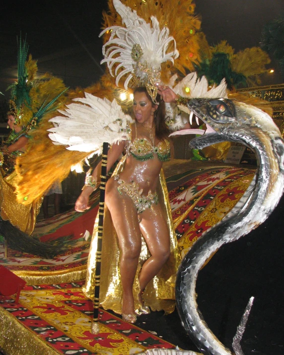 a women is dressed in elaborate costume for the parade