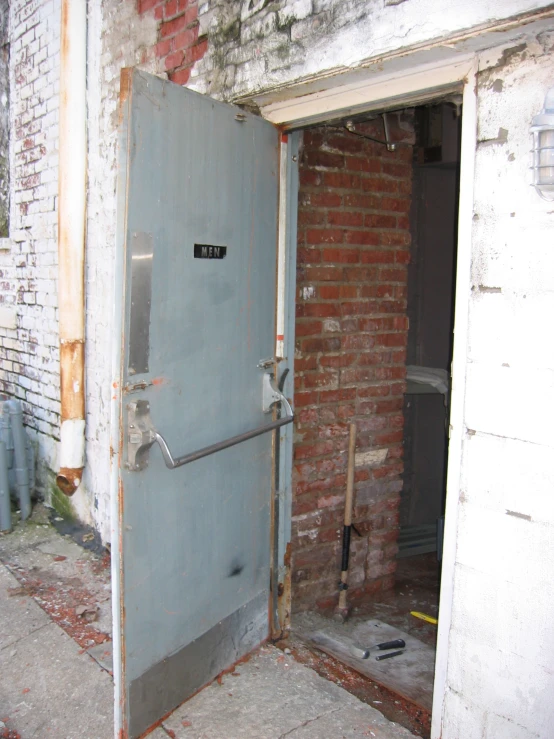 the doorway to an industrial building is open