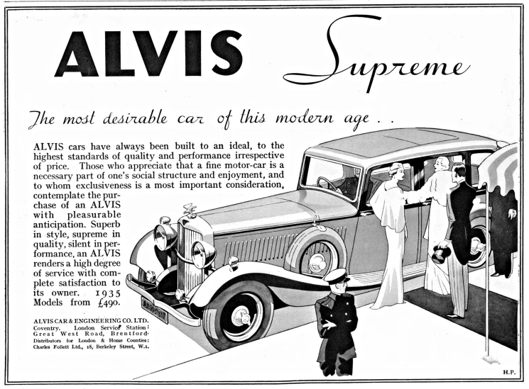 an old advertise for alvis supreme