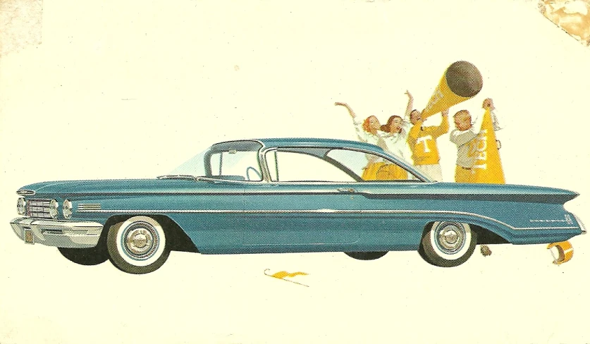 vintage ad for the chrysler sedans car with men cheering