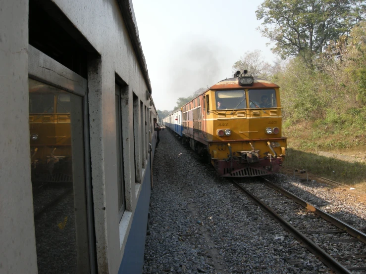 a large long train on a steel track