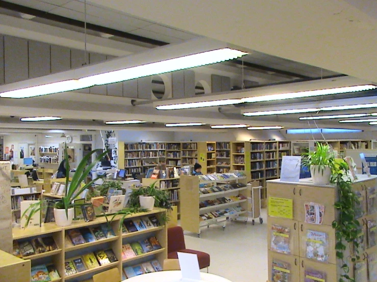 the view inside of a liry filled with books