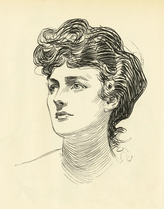 a drawing of a woman's profile by william deborer