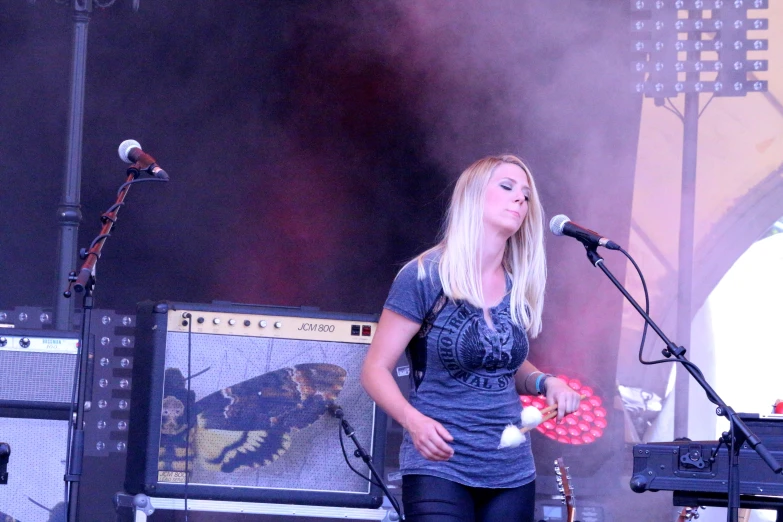 a person standing in front of a keyboard on stage