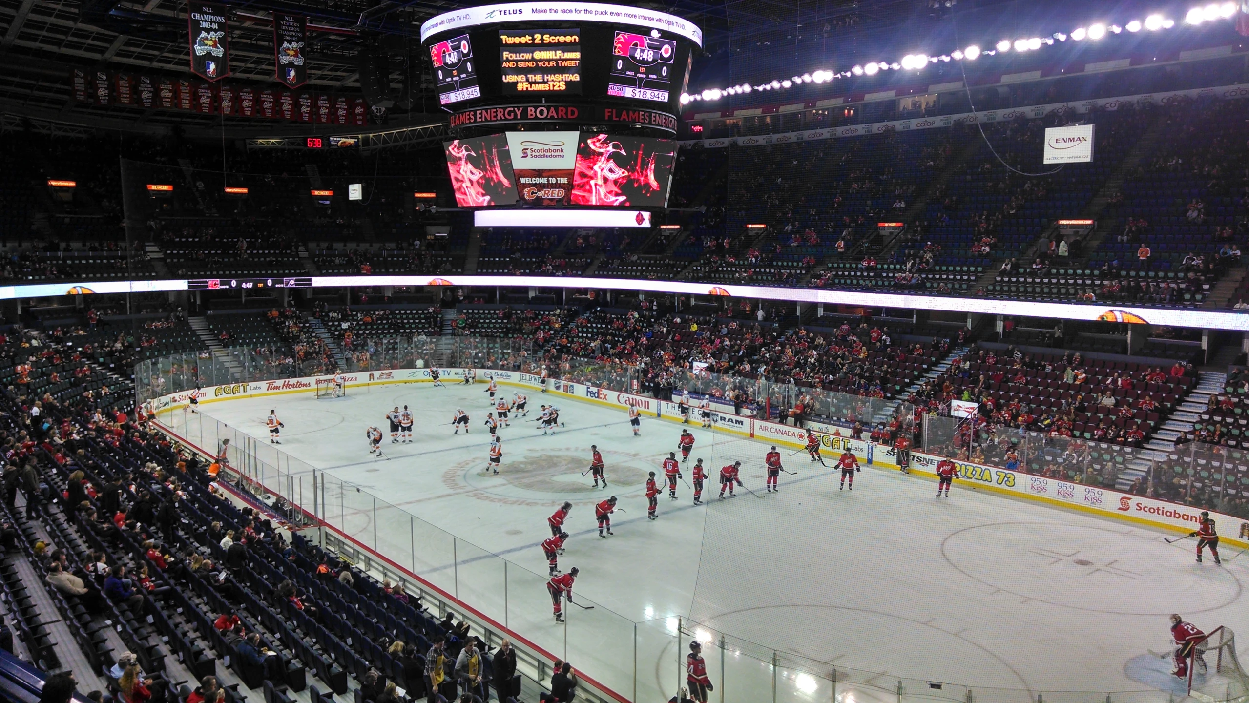 an empty ice hockey stadium during a game