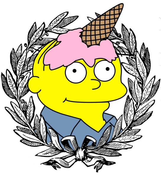the simpsons is wearing a pink helmet and leaves