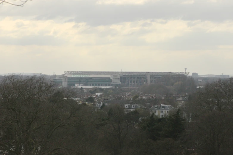 view of stadium from the outside of city