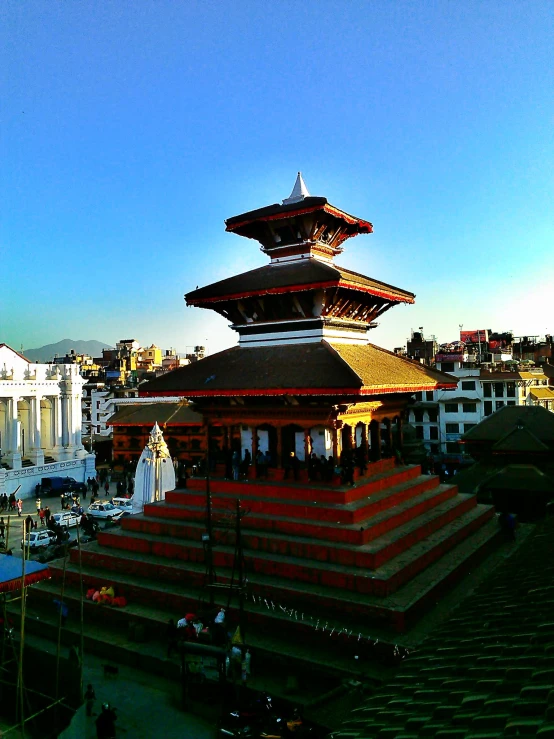 a pagoda that is in the middle of a plaza