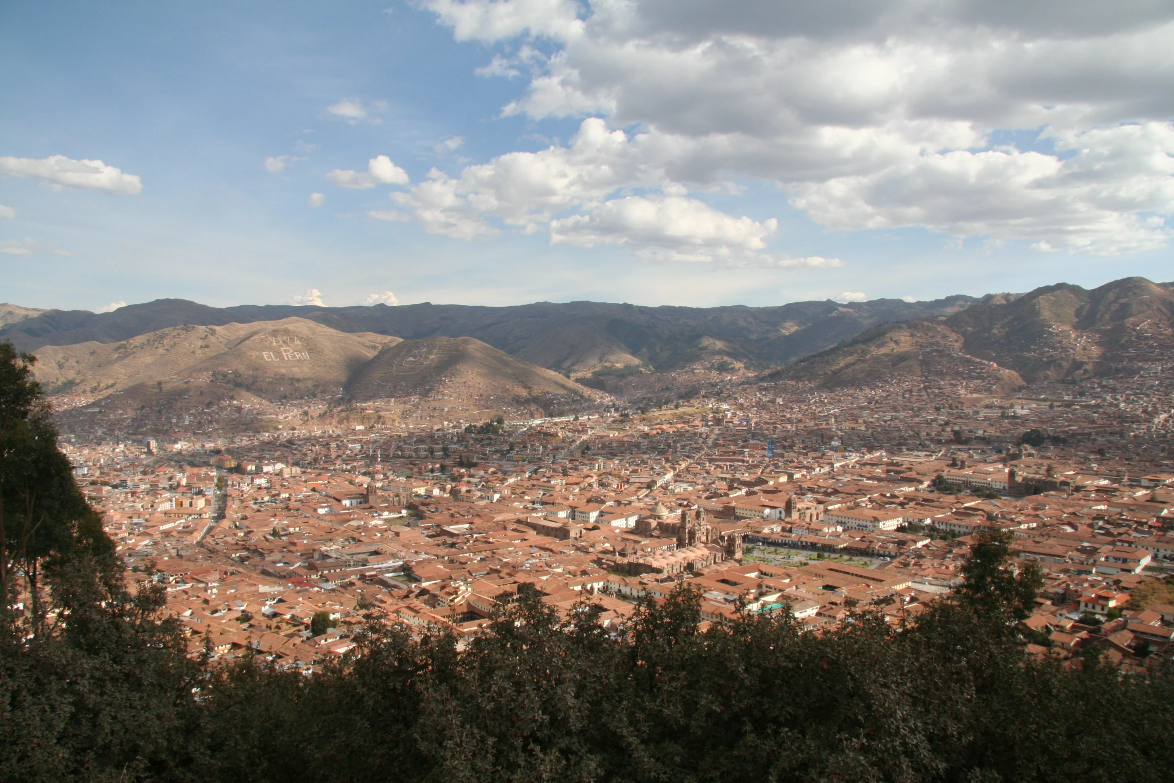 view of a town nestled in the mountains