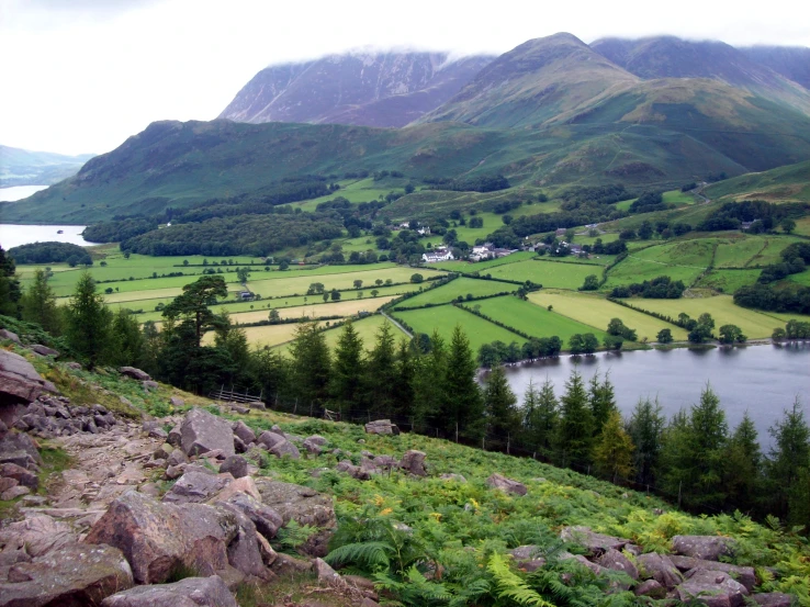 a wide s of lush green mountains and valleys