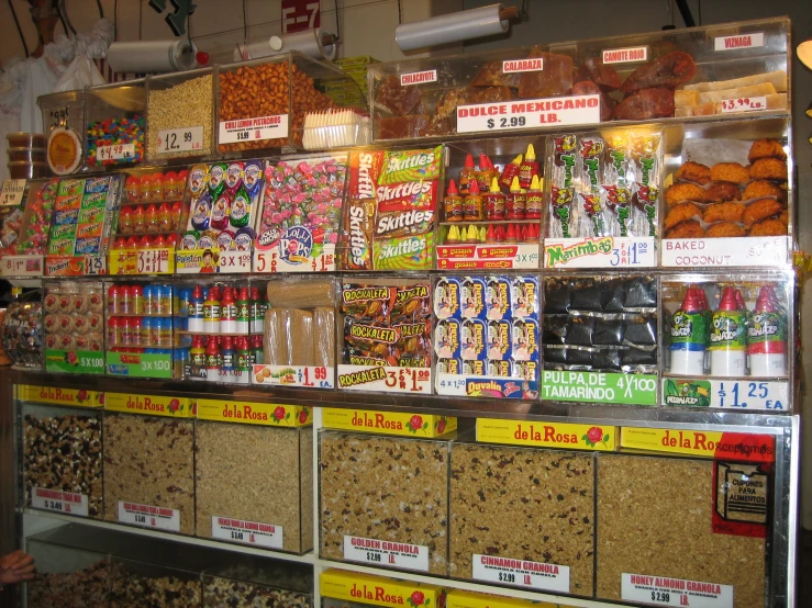 various types of food are on display in the store