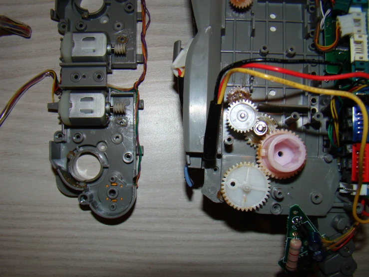 the inside of the electrical mechanism and parts