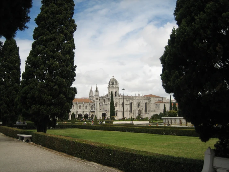 a large castle surrounded by lots of trees