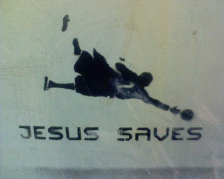 an image of jesus saves this sticker