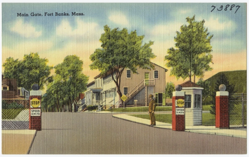 this postcard features a street that appears to be very old