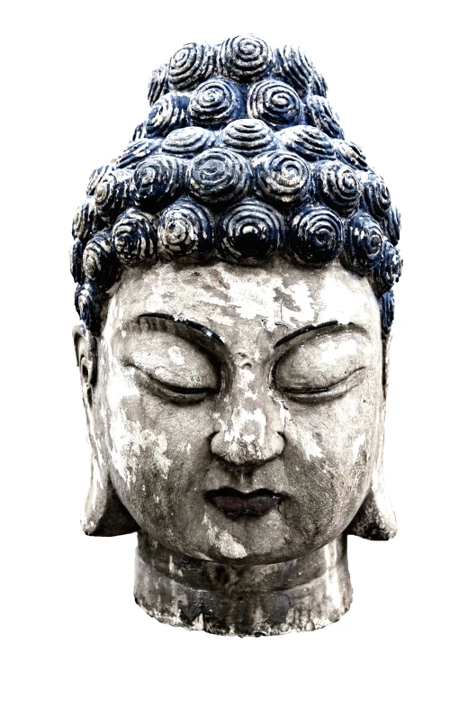 the face of an old buddha statue