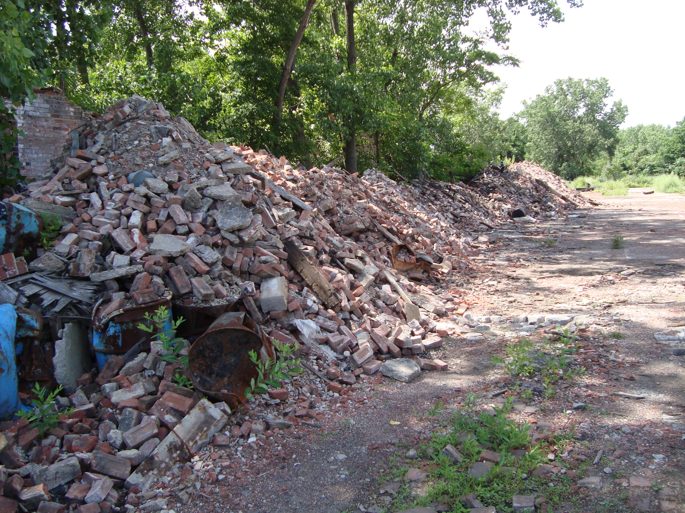 there is a pile of rubble on the ground