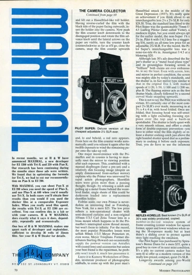 an article from the january 1974 camera department
