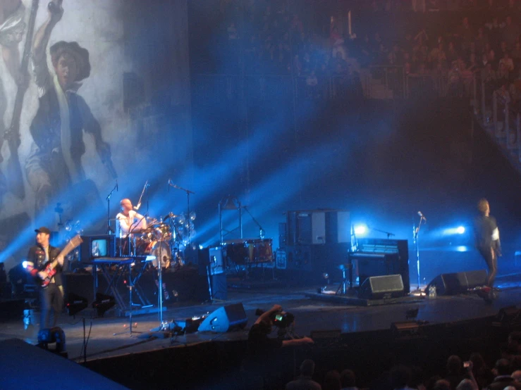 a concert where the audience is watching a band