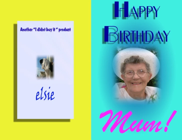 a po of a woman's birthday and an elderly women's birthday card