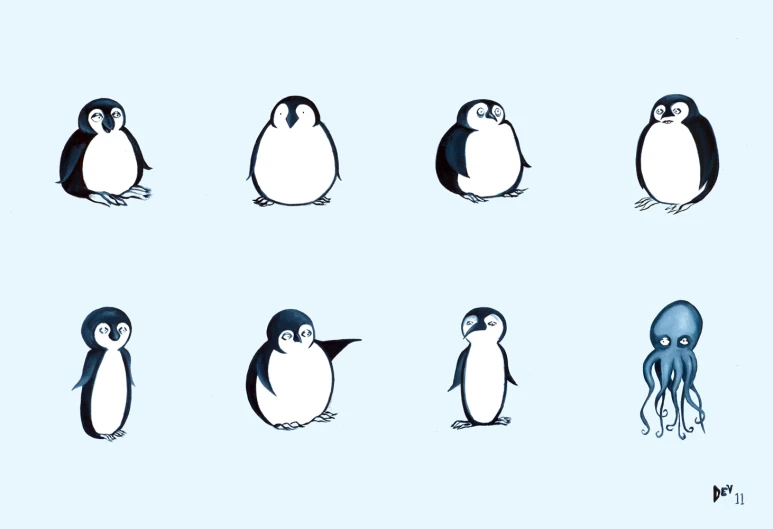 six penguin pictures of different penguins