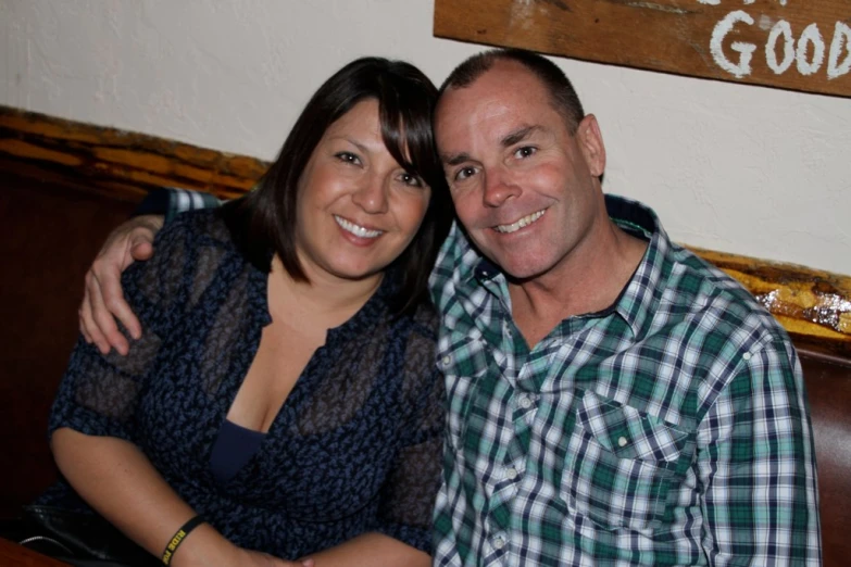 a man and woman sitting next to each other on a bench