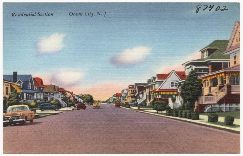 a picture of an old fashion city street in postcard