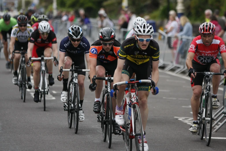 the start line for several people on bicycles