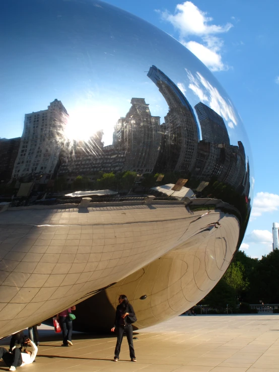 the large stainless steel sculpture is very high on it