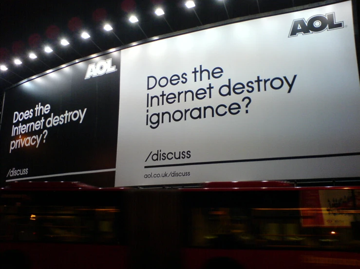 a large advertit with a white and black graphic