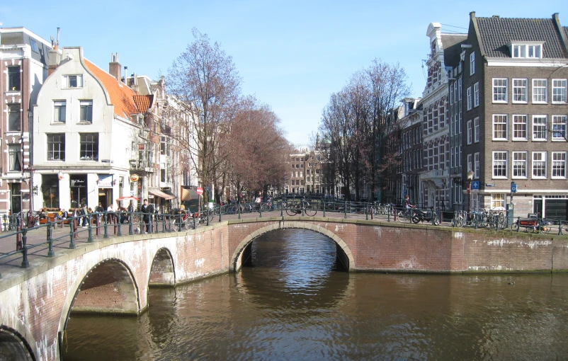 a couple of bridge crossing over some water