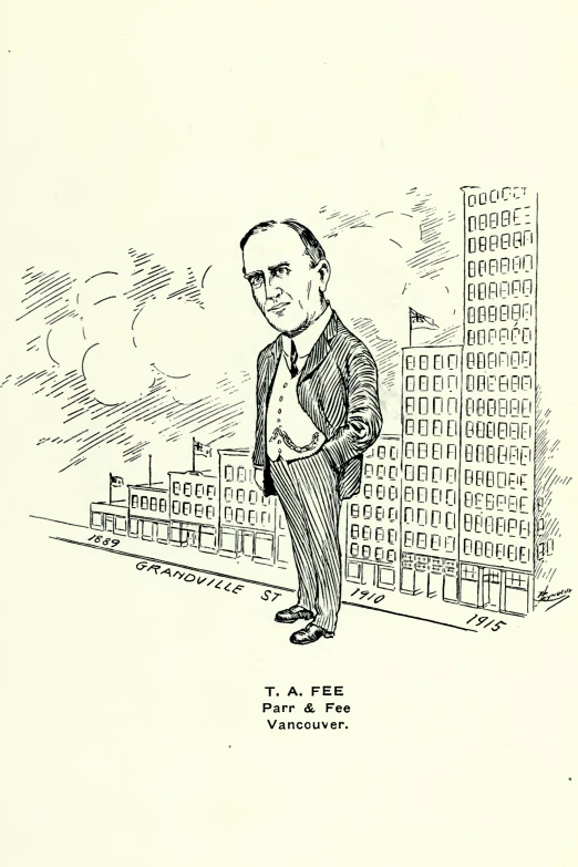a drawing of a man on a roof