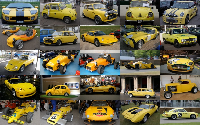 a collage of pos showing different cars that have been modified in various colors