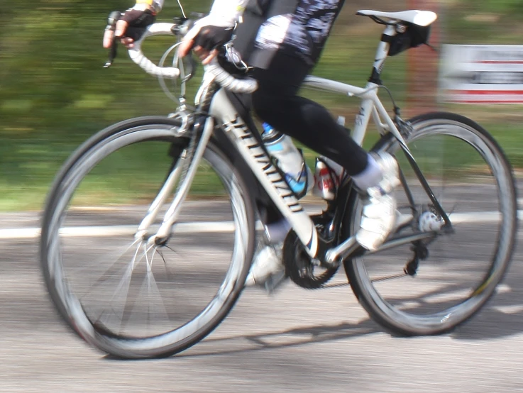 a bicycle with helmet is on the road