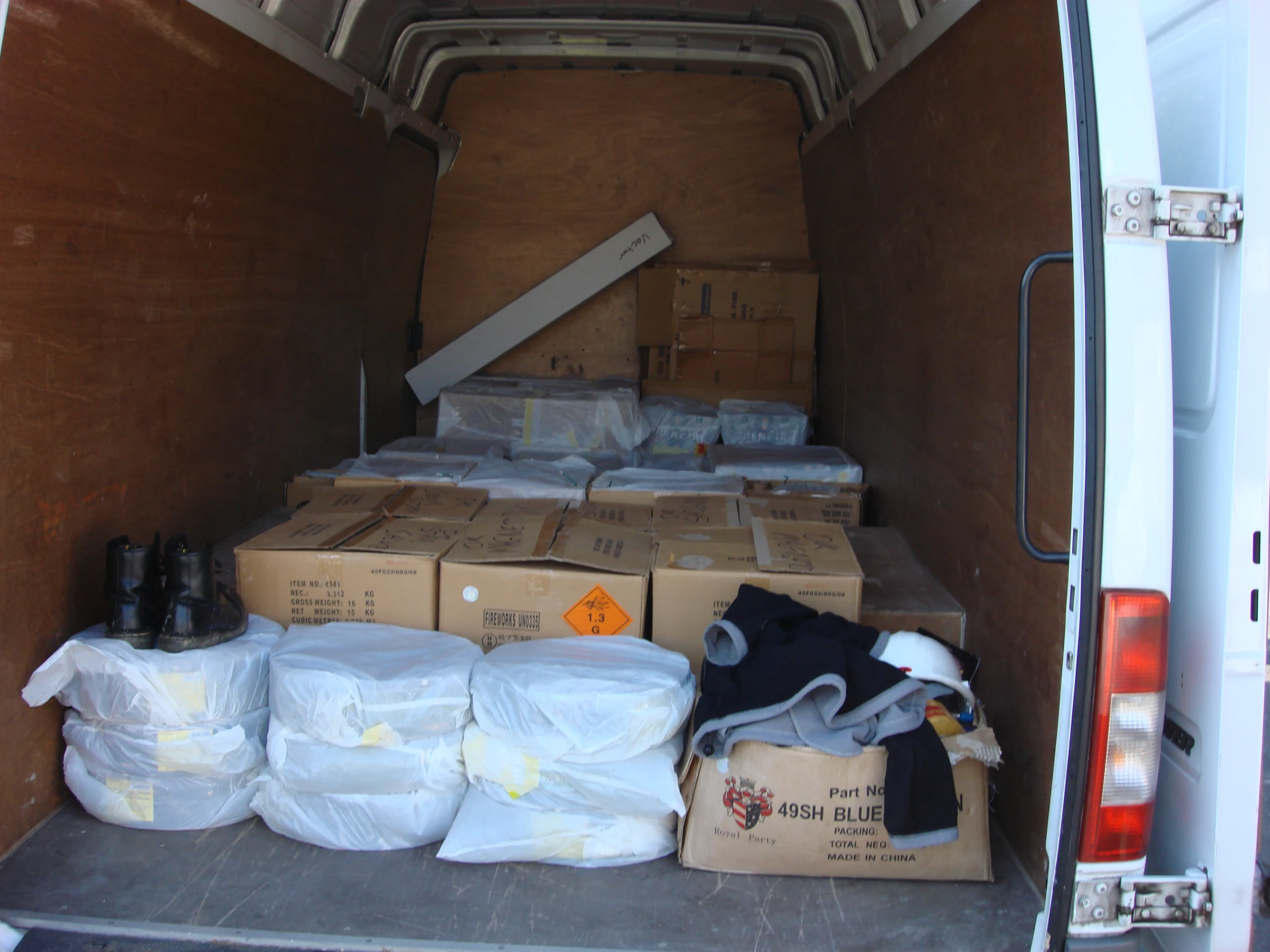 a van is packed up and filled with items