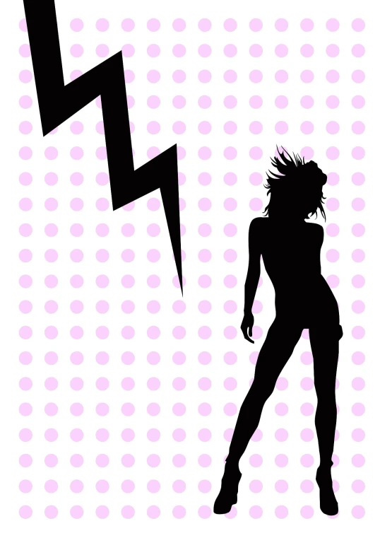 woman silhouette with lightning bolt symbol and dark skin in the background