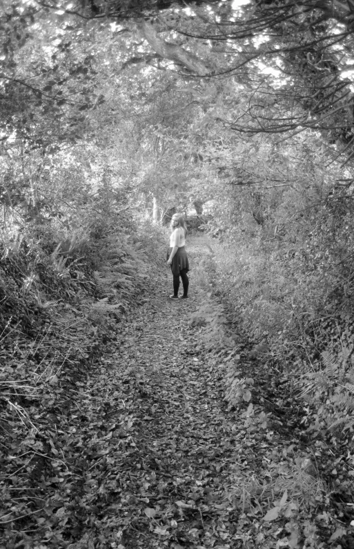 a small child standing in front of a big bush