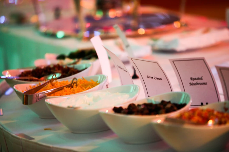 bowls with food on them on a table