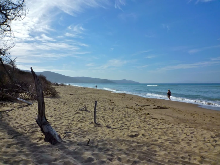 the people are playing on the beach with their surfboards