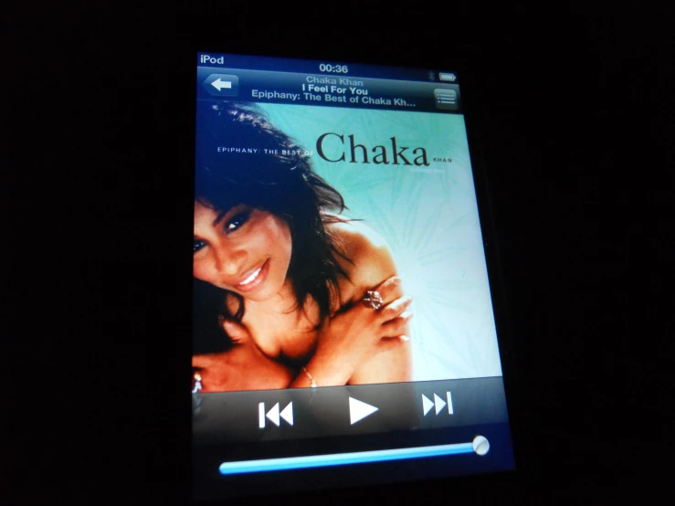 an mp3 player showing the caption channel chaka