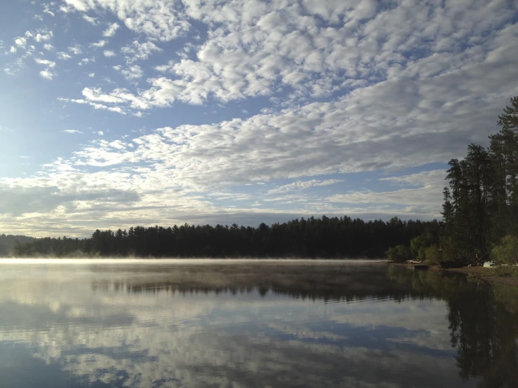 water that is calm and reflects the sky