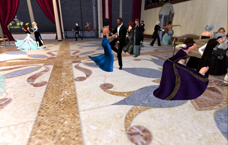 this image looks like some virtual dancing in an elegant ballroom