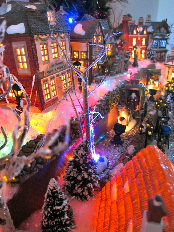 a toy scene is shown of a town and street