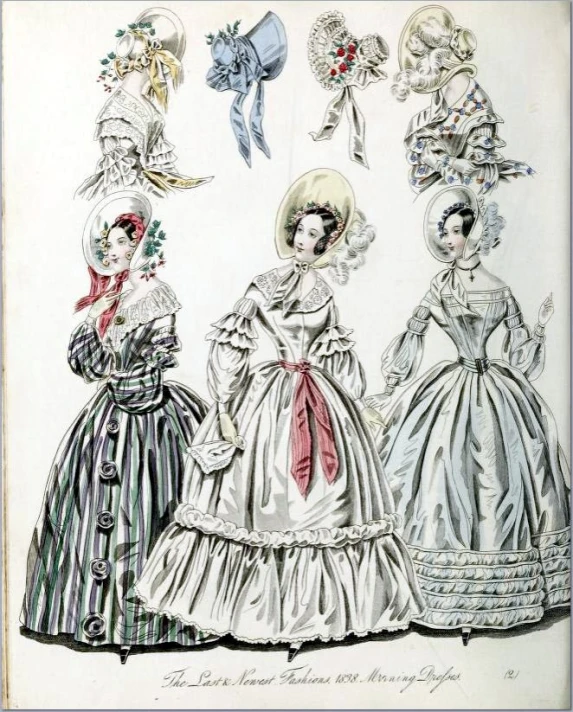 an illustration of three dresses designed for women
