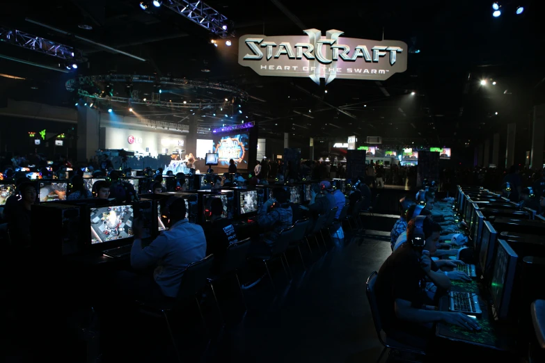 several people play video games at the event